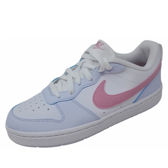 Nike Court Borough Low Sneaker in white pink rise