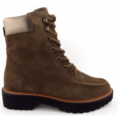 Paul Green Velour earth Metallic Stiefelette in Braun