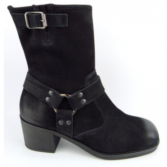Paul Green Grained Nubuk Stiefelette in Schwarz