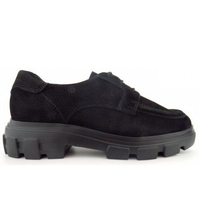Paul Green Nubuk black elegante Schnürer in Schwarz