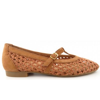 Paul Green Nubuk sisal Slipper in Mittelbraun