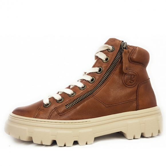 Paul Green Washed Kid Sneaker high in 032 Cognac
