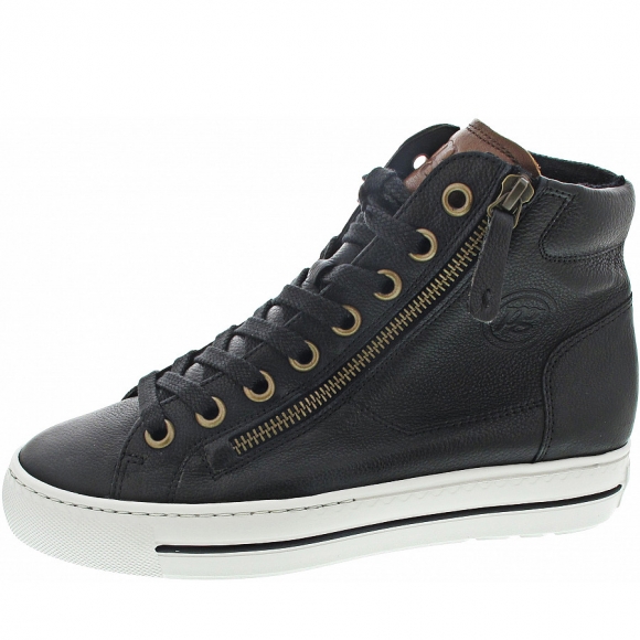 Paul Green Sneaker high in black-cognac