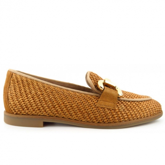 Paul Green Rafia Velour camel Slipper in Mittelbraun