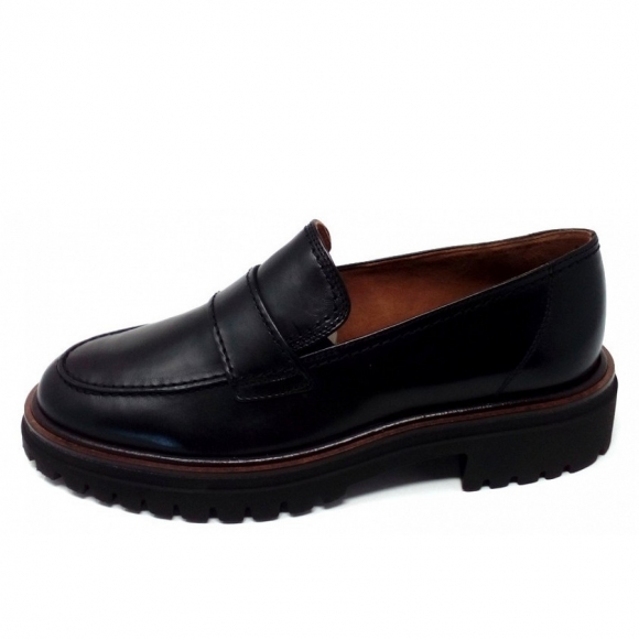 Paul Green Brush Calf Black/Natur Mokassin in schwarz