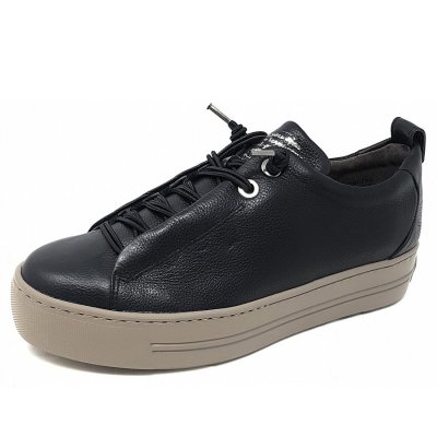 Paul Green sportlicher Schnürer in black fango