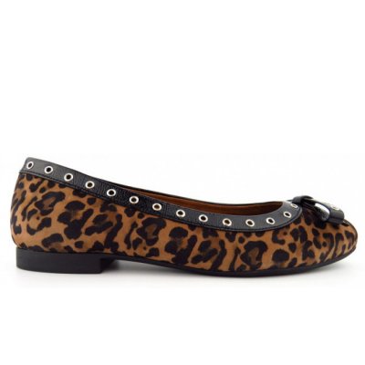 Paul Green Leo Lack sahara black Ballerina in Leopard-Muster