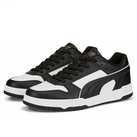 Puma Rebound Game Low Sneaker in black/white/gold