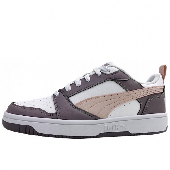 Puma Rebound v6 Low sportlicher Schnürer in white-mauve mist/plum 56