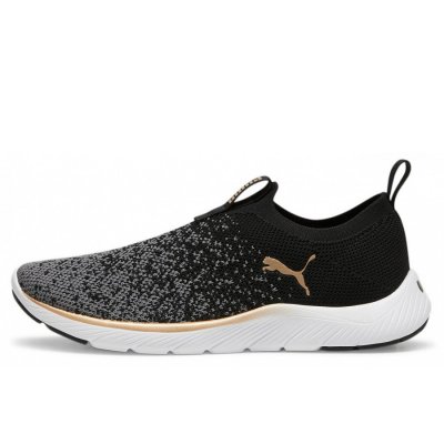 Puma Softride Remi Slip On Sneaker in black gold grey