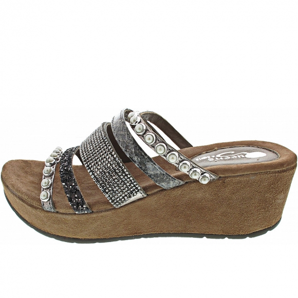 Queens Pantolette in pewter combi
