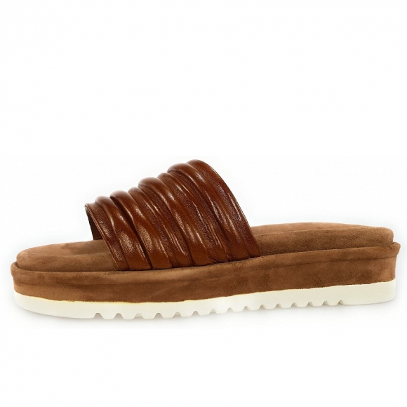 Queens Pantolette in dark Tan