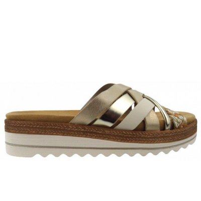 Remonte Remonte Sandale Pantolette in sand-porzellan-gold/gol