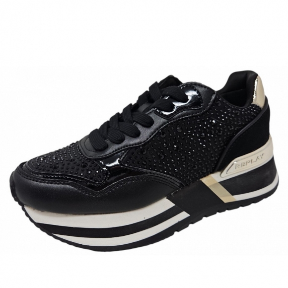 REPLAY Mennet Stone Sneaker in black