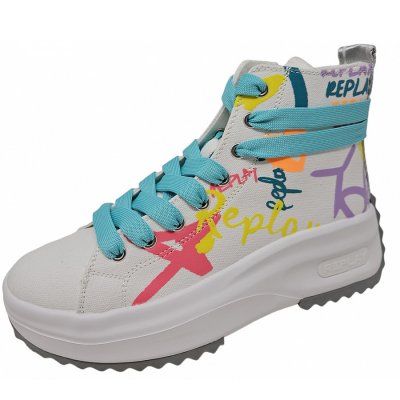 REPLAY Aqua Z popart Sneaker high in white multi REPLAY Aqua Z popart Sneaker high in white multi