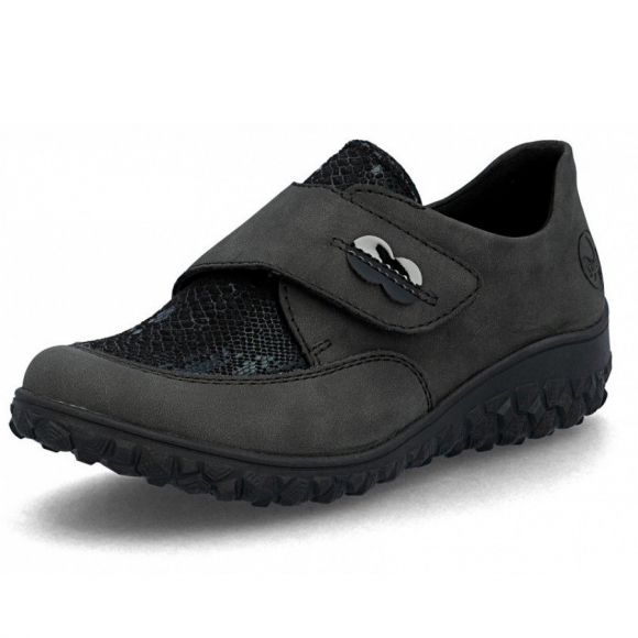 Rieker Weite H Slipper in anthr. schwarz/reptil/sch