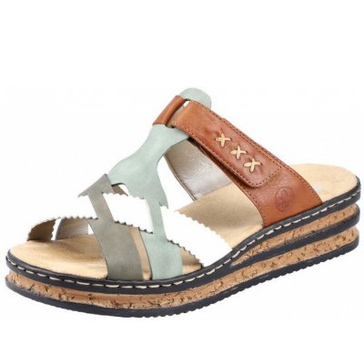 Rieker Pantolette in olive mint offwht cay Rieker Pantolette in olive mint offwht cay