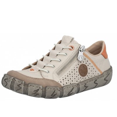 Rieker sportlicher Schnürer in beige braun orange