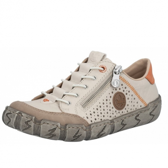 Rieker sportlicher Schnürer in beige braun orange