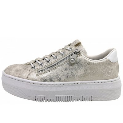 Rieker Aleria/Alabama/Foil Sneaker in 60 Beige-Gold/Weiss/Lehm