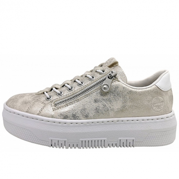Rieker Aleria/Alabama/Foil Sneaker in 60 Beige-Gold/Weiss/Lehm