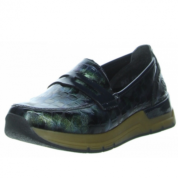 Rieker Slipper in grün kombi.