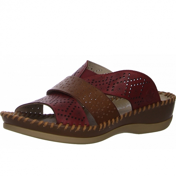 Rieker Pantolette in rot kombi