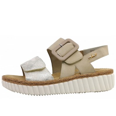 Rieker Aleria/ Morelia Sandalette in 60 Beige- Gold/ Perle