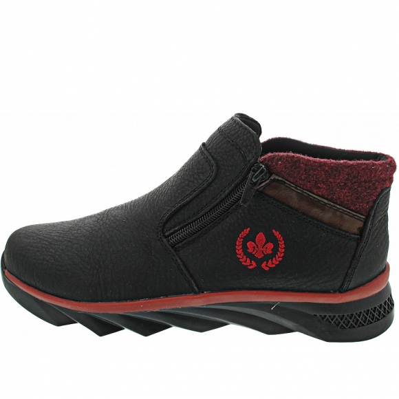 Rieker Stiefelette in schwarz-bordeaux-brown