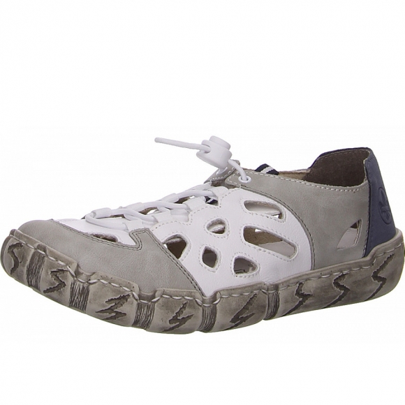 Rieker Slipper in weiß kombi.
