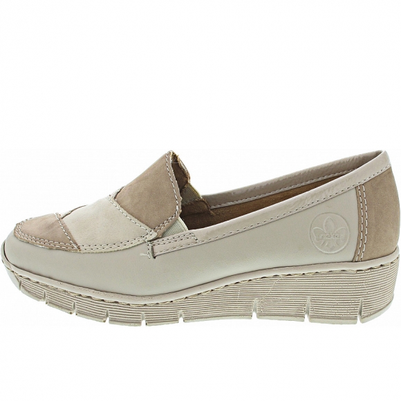 Rieker Slipper in crema-camel-rosegold-ging
