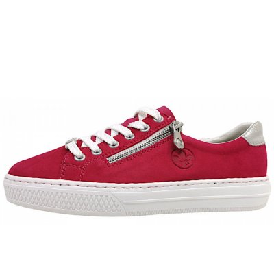 Rieker Sheepsuede/Aleria/Nabukin Schnürer in 31 Fuchsia/ Fog- Silver