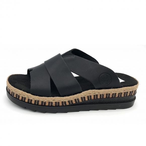 Rieker fsk damen sandalen Pantolette in schwarz