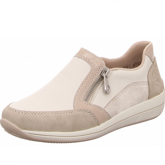 Rieker Slipper in weiß kombi.