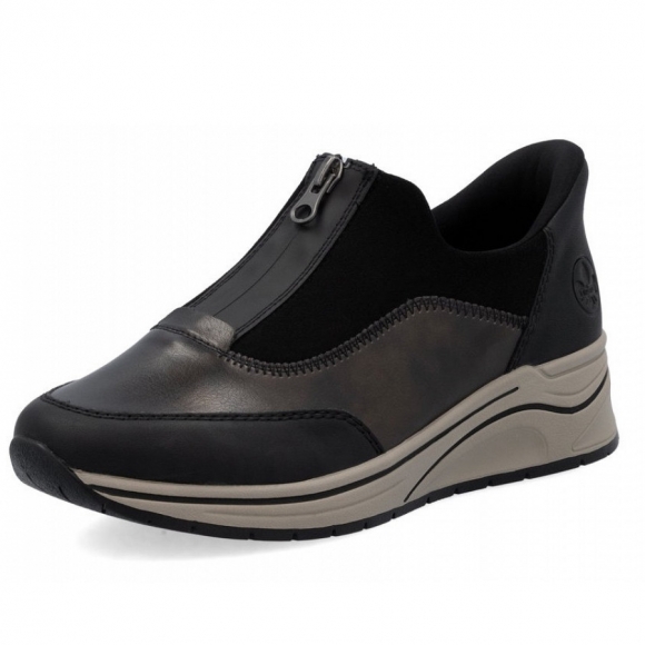 Rieker Weite H Slipper in schw/antic/schwarz