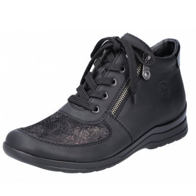 Rieker Schnürstiefelette in schwarz metalic black