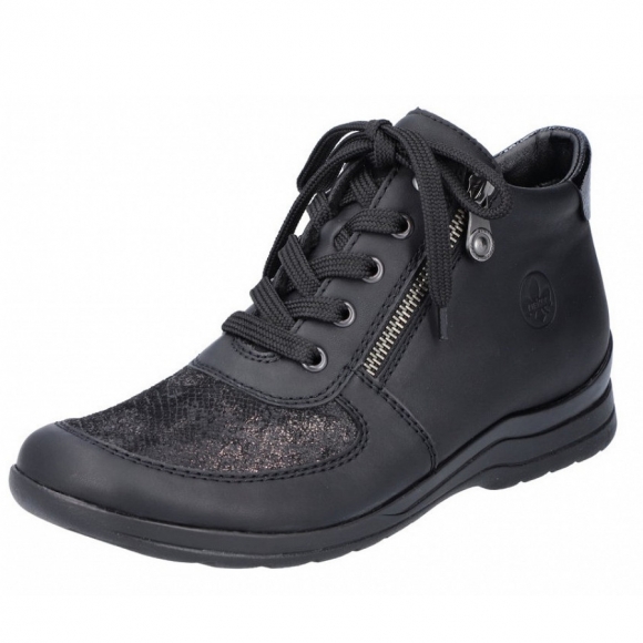 Rieker Schnürstiefelette in schwarz metalic black