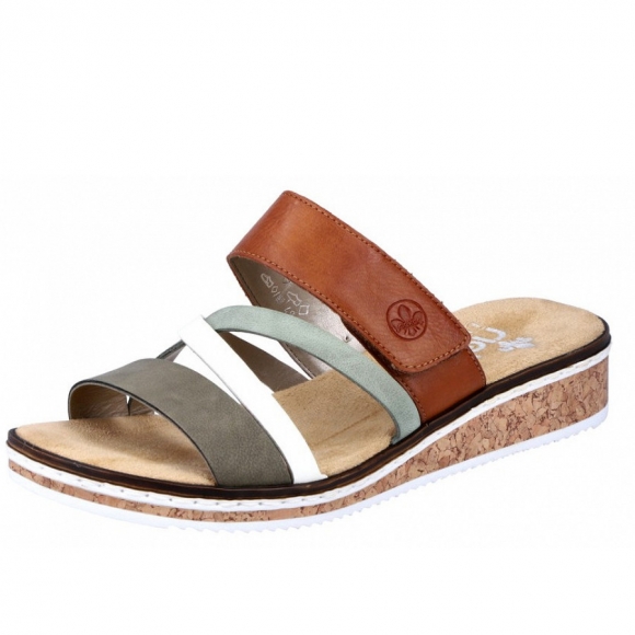 Rieker Pantolette in olive offwhite mint