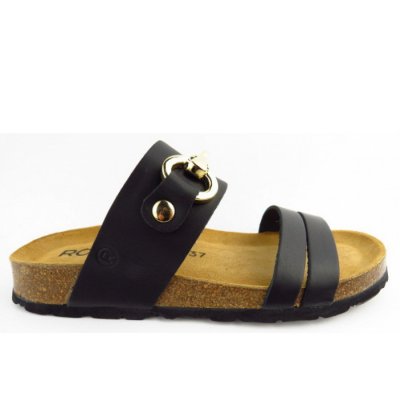 Rohde Leder schwarz Kette gold Pantolette in SCHWARZ