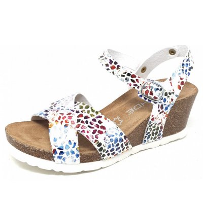 Rohde Keilsandalette in weiss bunt