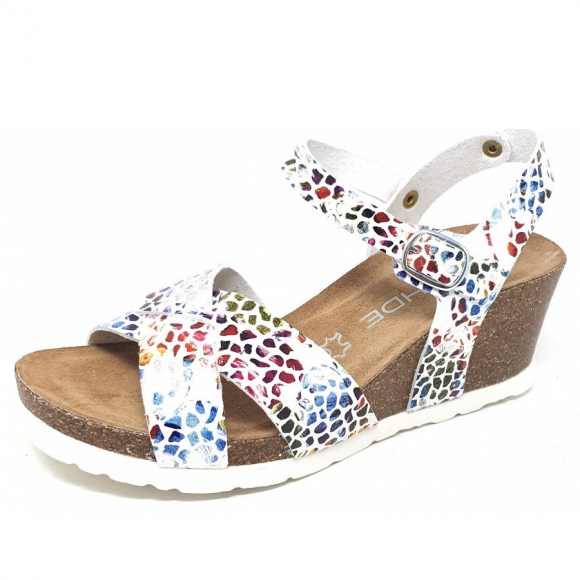 Rohde Keilsandalette in weiss bunt