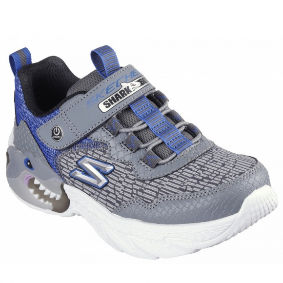 Skechers S- Lights Shark Blinker Sportschuh in grau blau
