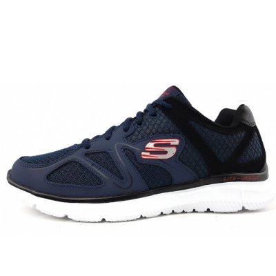 Skechers Satisfaction Sneaker in NVBK Navy Skechers Satisfaction Sneaker in NVBK Navy