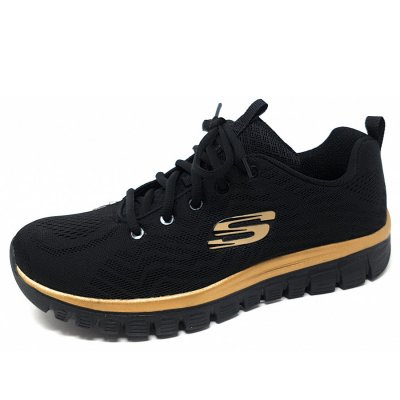 Skechers sportlicher Schnürer in black gold
