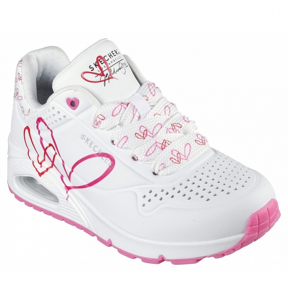 Skechers UNO Sneaker in white pink