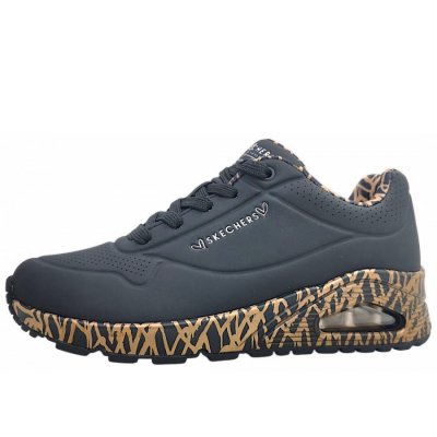 Skechers Uno - Loving Love sportlicher Schnürer in Black/gold BKRG