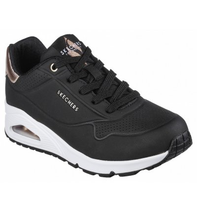 Skechers Uno Sneaker in black white gold