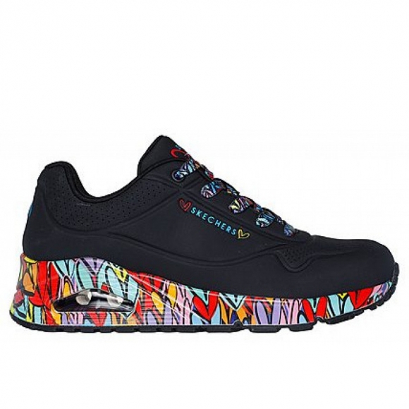 Skechers UNO - RAVAGED LOVE sportlicher Schnürer in BKMT Schwarz