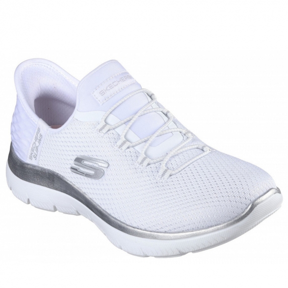 Skechers Summits Slip In Sneaker in white silver