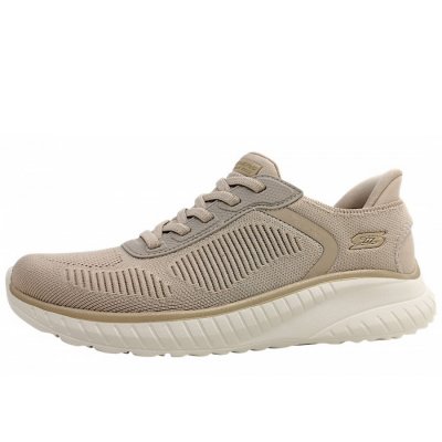 Skechers Bobs Squad Chaos-Current sportlicher Schnürer in narure/gold NTGD